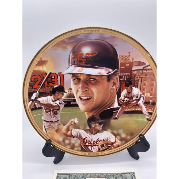 Cal Ripken Jr 1995 Record Breaker Bradford Exchange Gold Foil Plate w/ COA - Picture 4 of 10